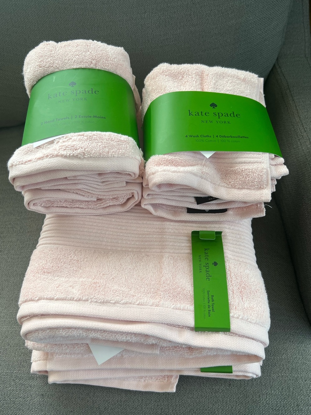 Kate Spade  Pink 8 Piece Bath Towel Set New